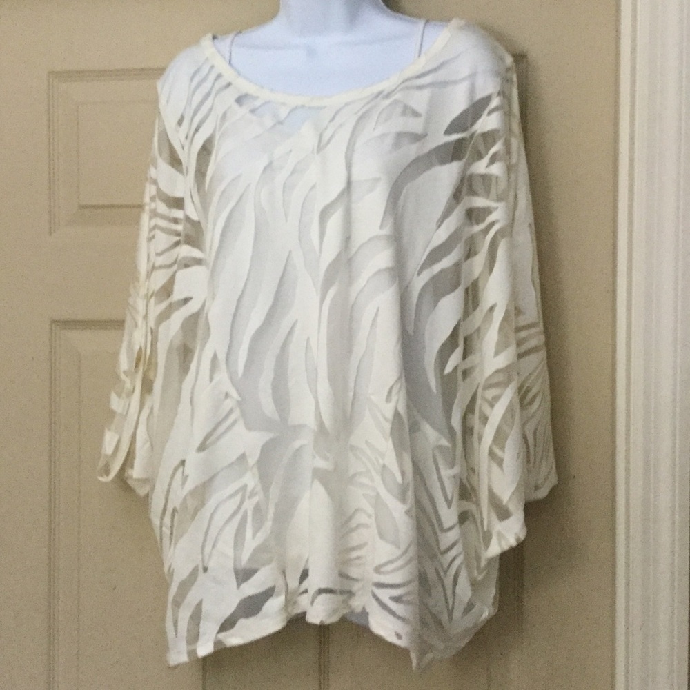 Lane Bryant Sheer cream zebra top